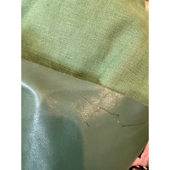 Clare V Le Zip Sac Slouchy Tote Bag Leather & Cotton Green - Picture 9 of 9